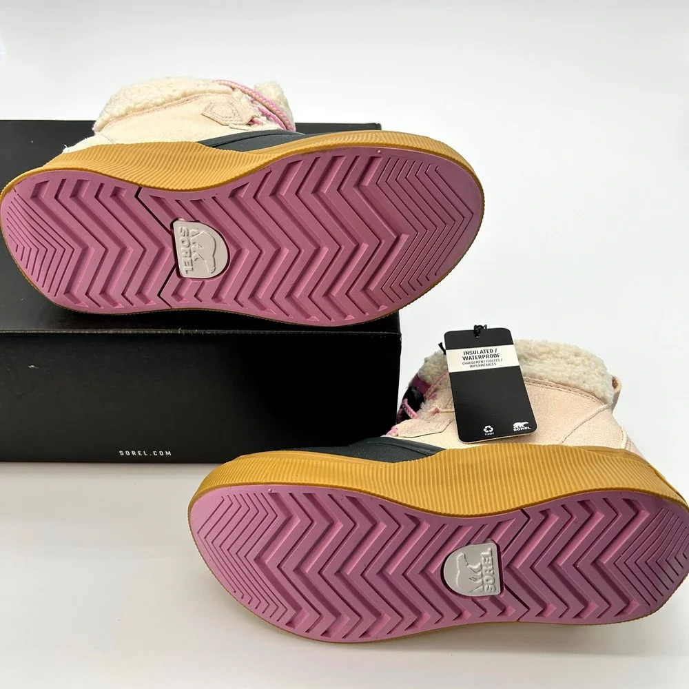 SOREL Youth Waterproof Boots Size 3 Kids Out N About IV Chillz‎ Pink Suede NEW